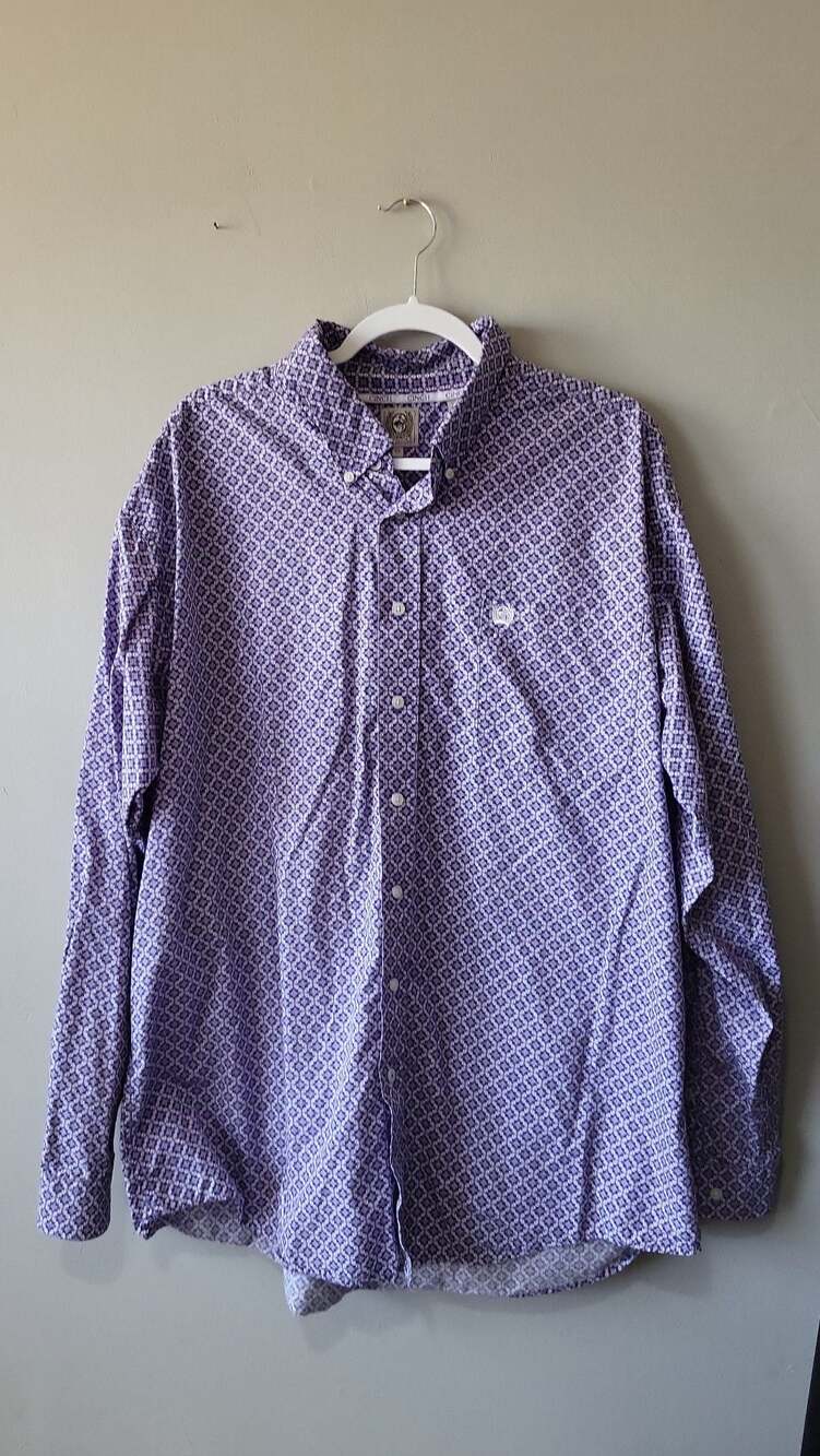 Cinch Men's LS Print Shirt Purple